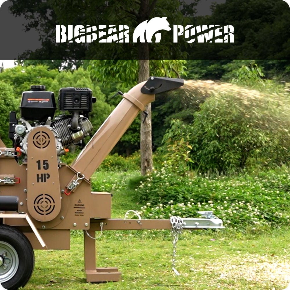 BigBear Power BBC52 Tornadic Wood Chipper 5" 15 HP Gas Powered Commercial Self Feeding Electric Start New