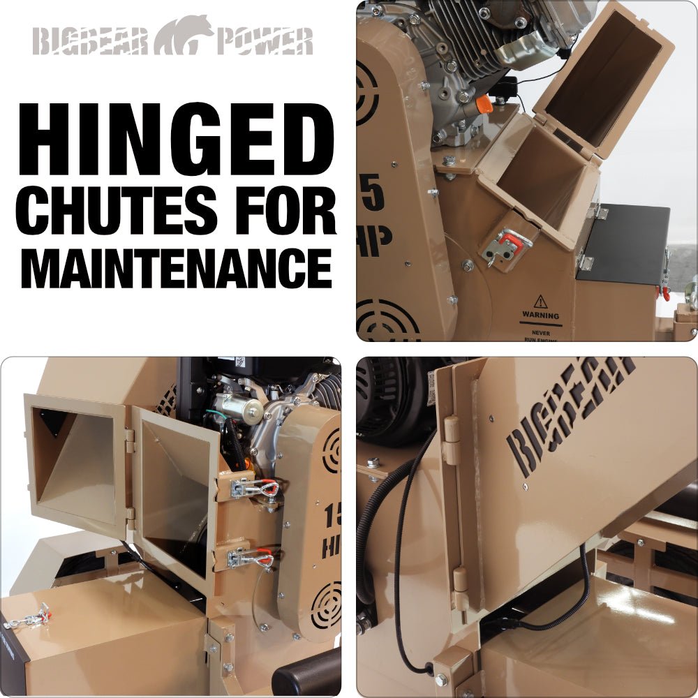 BigBear Power BBC52 Tornadic Wood Chipper 5" 15 HP Gas Powered Commercial Self Feeding Electric Start New