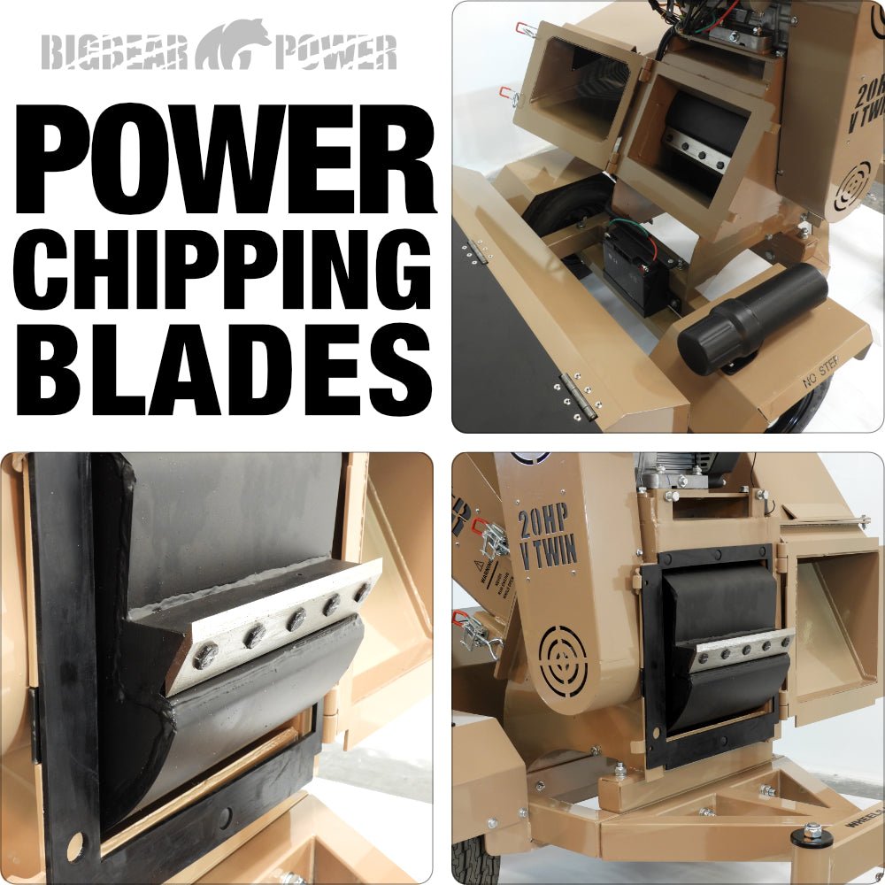 BigBear Power BBC62 Tornadic Wood Chipper 6" 20 HP V-Twin Engine Gas Powered Commercial Self Feeding Electric Start New