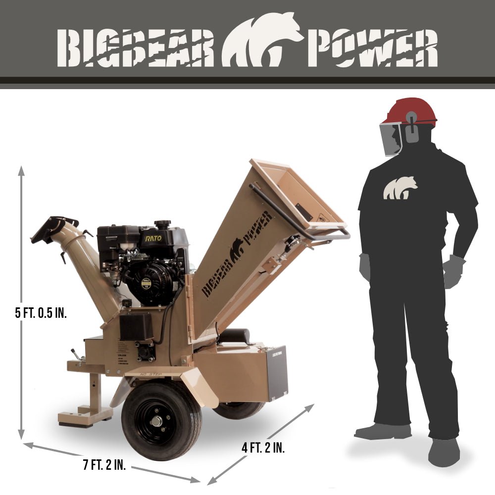 BigBear Power BBC52 Tornadic Wood Chipper 5" 15 HP Gas Powered Commercial Self Feeding Electric Start New
