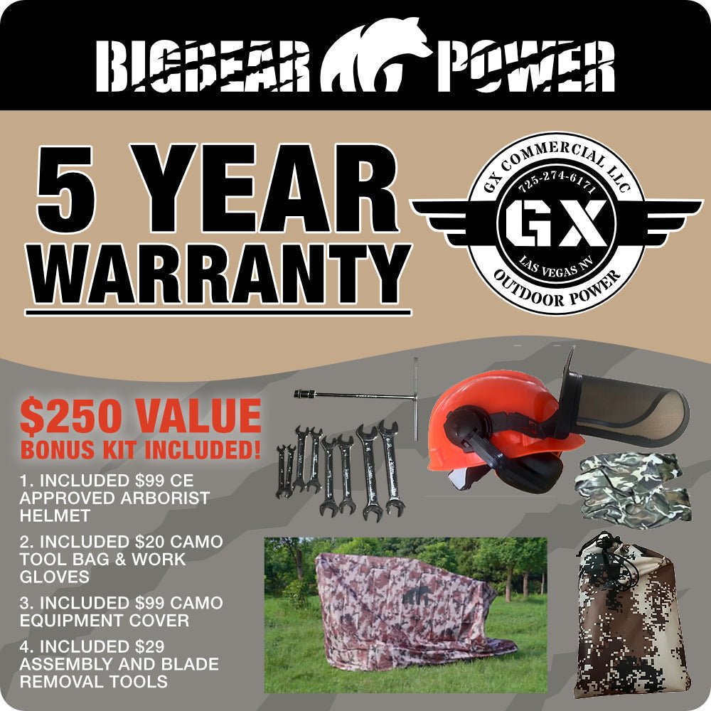 BigBear Power BBC52 Tornadic Wood Chipper 5" 15 HP Gas Powered Commercial Self Feeding Electric Start New