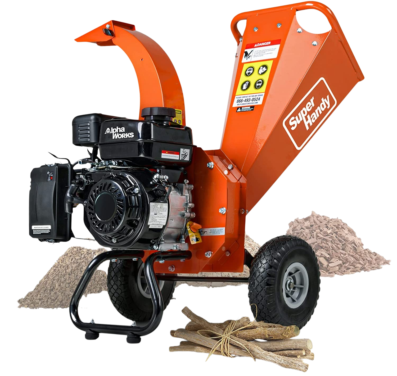 Super Handy GCAO006 Mini Wood Chipper Shredder Mulcher 3" Max Capacity with 7HP 212cc Engine New Canada Only