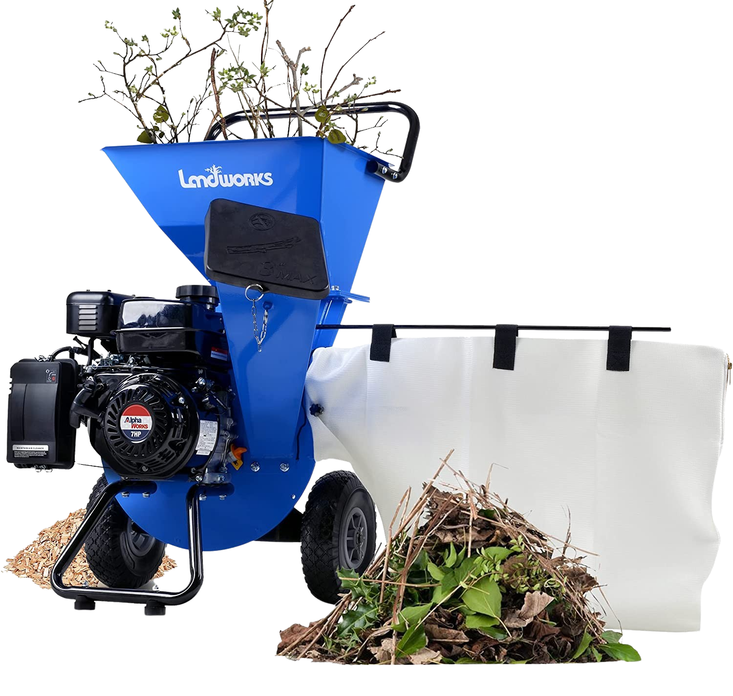 Landworks GUO009 7HP 3 in 1 Multi-Function 3" Inch Max Capacity Wood Chipper Shredder Mulcher New