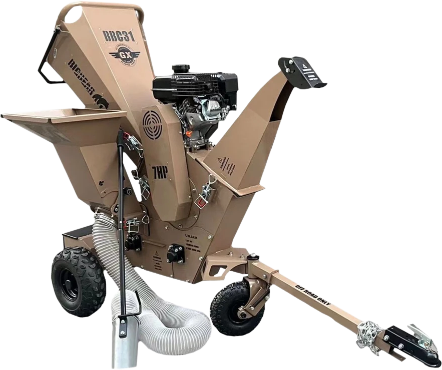 BigBear Power BBC31E Tornadic Wood Chipper 3" 7 HP Shredder with Vacuum Gas Powered Commercial Electric Start New