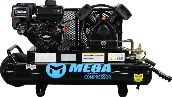 Mega Compressor MP-6510GBS Air Compressor Twin Tank 10 Gallon 6.5 HP 150 PSI Briggs & Stratton New